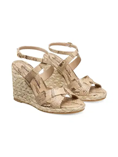 Stuart Weitzman Women's Alyssa 100MM Snake-Embossed Wedge Sandals - Adobe | Thumbnail 3 Stuart Weitzman Women's Alyssa 100MM Snake-Embossed Wedge Sandals - Adobe | Thumbnail 3