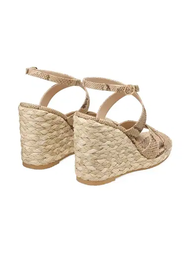 Stuart Weitzman Women's Alyssa 100MM Snake-Embossed Wedge Sandals - Adobe | Thumbnail 4 Stuart Weitzman Women's Alyssa 100MM Snake-Embossed Wedge Sandals - Adobe | Thumbnail 4