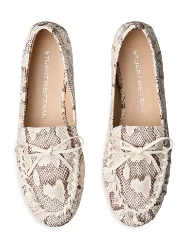 Stuart Weitzman Women's Britt Snake-Embossed Leather Loafers - Cream | Thumbnail 4 Stuart Weitzman Women's Britt Snake-Embossed Leather Loafers - Cream | Thumbnail 4