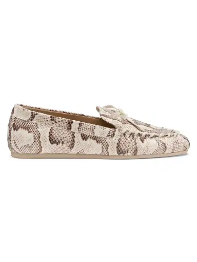 Stuart Weitzman Women's Britt Snake-Embossed Leather Loafers - Cream | Thumbnail 1 Stuart Weitzman Women's Britt Snake-Embossed Leather Loafers - Cream | Thumbnail 1