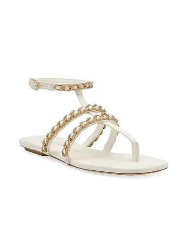 Stuart Weitzman Women's Soluxe Crystal-Embellished Leather Flat Sandals - Cream | Thumbnail 2 Stuart Weitzman Women's Soluxe Crystal-Embellished Leather Flat Sandals - Cream | Thumbnail 2