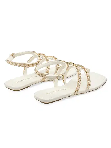Stuart Weitzman Women's Soluxe Crystal-Embellished Leather Flat Sandals - Cream | Thumbnail 3 Stuart Weitzman Women's Soluxe Crystal-Embellished Leather Flat Sandals - Cream | Thumbnail 3