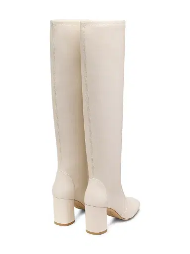 Stuart Weitzman Women's Lucie 75MM Leather Boots - Cream | Thumbnail 3 Stuart Weitzman Women's Lucie 75MM Leather Boots - Cream | Thumbnail 3