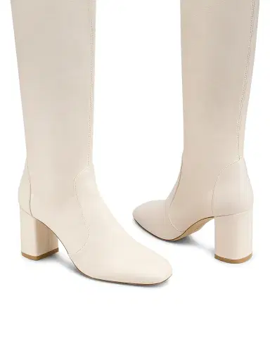 Stuart Weitzman Women's Lucie 75MM Leather Boots - Cream | Thumbnail 5 Stuart Weitzman Women's Lucie 75MM Leather Boots - Cream | Thumbnail 5