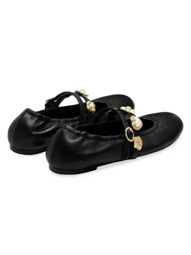 Stuart Weitzman Women's Socharming Leather Mary Jane Ballet Flats - Black | Thumbnail 3 Stuart Weitzman Women's Socharming Leather Mary Jane Ballet Flats - Black | Thumbnail 3