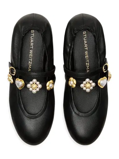 Stuart Weitzman Women's Socharming Leather Mary Jane Ballet Flats - Black | Thumbnail 5 Stuart Weitzman Women's Socharming Leather Mary Jane Ballet Flats - Black | Thumbnail 5