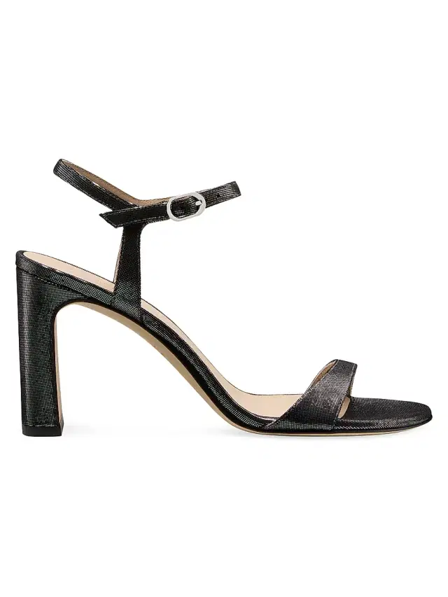 Women's Babette 85MM Textured Leather Sandals - Silver Women's Babette 85MM Textured Leather Sandals - Silver