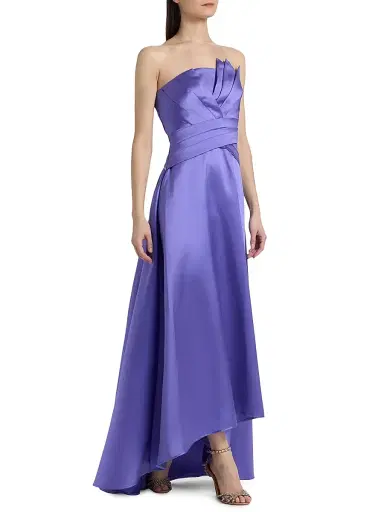 Theia Women's Coco Strapless High-Low Mikado Gown - Iris Bloom | Thumbnail 2 Theia Women's Coco Strapless High-Low Mikado Gown - Iris Bloom | Thumbnail 2