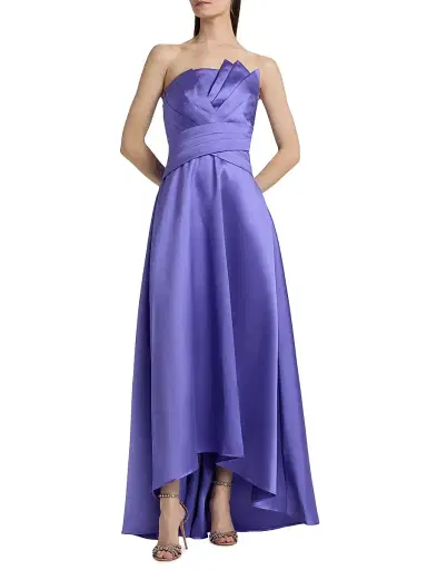 Theia Women's Coco Strapless High-Low Mikado Gown - Iris Bloom | Thumbnail 3 Theia Women's Coco Strapless High-Low Mikado Gown - Iris Bloom | Thumbnail 3