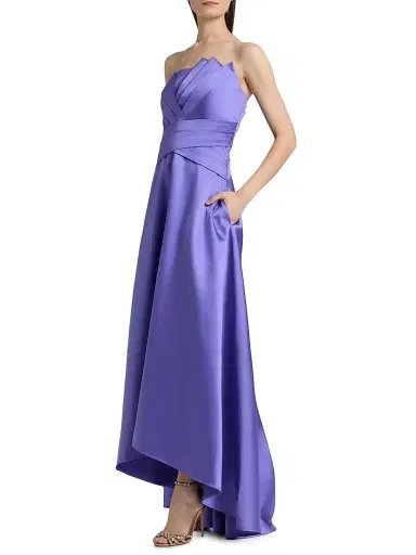 Theia Women's Coco Strapless High-Low Mikado Gown - Iris Bloom | Thumbnail 4 Theia Women's Coco Strapless High-Low Mikado Gown - Iris Bloom | Thumbnail 4