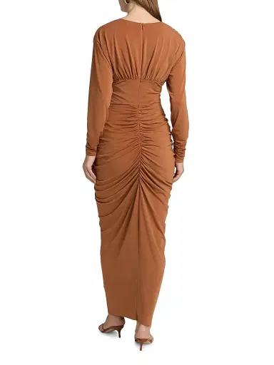 Et Ochs Women's Athens Jersey Ruched Plunge Midi-Dress - Tuscan | Thumbnail 5 Et Ochs Women's Athens Jersey Ruched Plunge Midi-Dress - Tuscan | Thumbnail 5