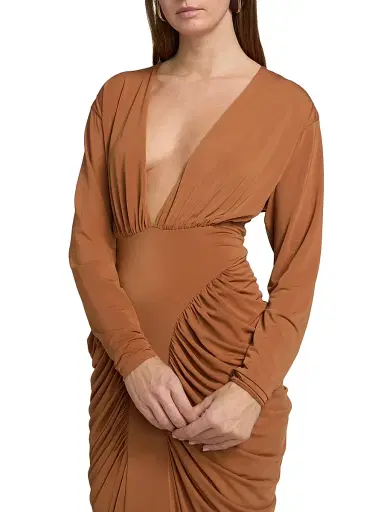 Et Ochs Women's Athens Jersey Ruched Plunge Midi-Dress - Tuscan | Thumbnail 6 Et Ochs Women's Athens Jersey Ruched Plunge Midi-Dress - Tuscan | Thumbnail 6