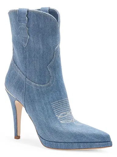 Partlow Women's Camila Denim 95MM Embroidered Booties - Denim | Thumbnail 2 Partlow Women's Camila Denim 95MM Embroidered Booties - Denim | Thumbnail 2