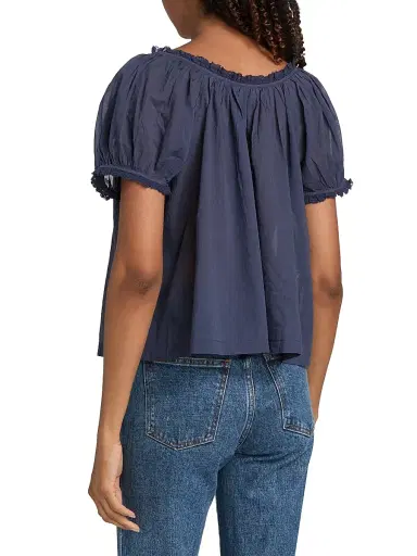 DÔEN Women's Frederica Cotton Top - Adriatic | Thumbnail 5 DÔEN Women's Frederica Cotton Top - Adriatic | Thumbnail 5