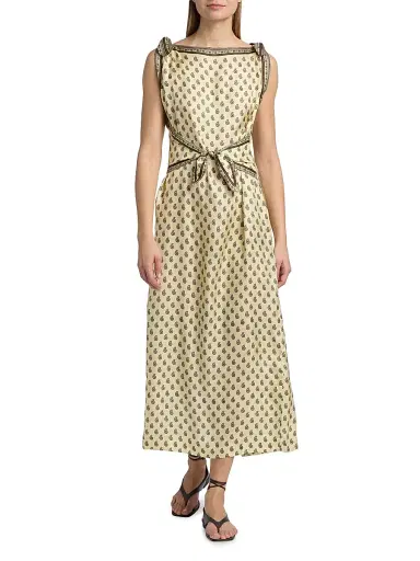 DÔEN Women's Amorette Paisley Silk Tie-Strap Midi-Dress - Sunlight Taormina Paisley | Thumbnail 2 DÔEN Women's Amorette Paisley Silk Tie-Strap Midi-Dress - Sunlight Taormina Paisley | Thumbnail 2