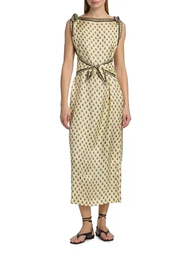DÔEN Women's Amorette Paisley Silk Tie-Strap Midi-Dress - Sunlight Taormina Paisley | Thumbnail 3 DÔEN Women's Amorette Paisley Silk Tie-Strap Midi-Dress - Sunlight Taormina Paisley | Thumbnail 3