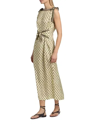 DÔEN Women's Amorette Paisley Silk Tie-Strap Midi-Dress - Sunlight Taormina Paisley | Thumbnail 4 DÔEN Women's Amorette Paisley Silk Tie-Strap Midi-Dress - Sunlight Taormina Paisley | Thumbnail 4