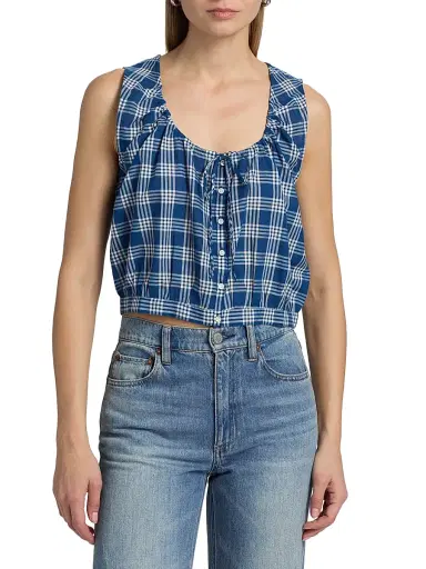 DÔEN Women's Theo Plaid Cotton Top - Dorset Plaid | Thumbnail 3 DÔEN Women's Theo Plaid Cotton Top - Dorset Plaid | Thumbnail 3