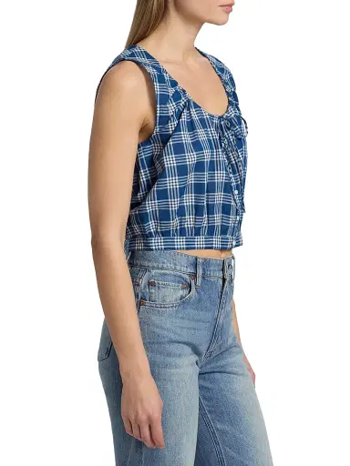 DÔEN Women's Theo Plaid Cotton Top - Dorset Plaid | Thumbnail 4 DÔEN Women's Theo Plaid Cotton Top - Dorset Plaid | Thumbnail 4
