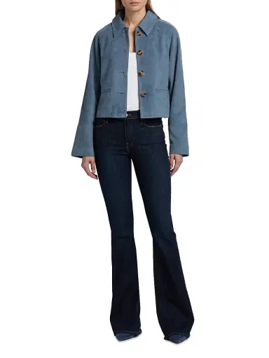 Tanya Taylor Women's Giget Suede Jacket - Steel Blue | Thumbnail 2 Tanya Taylor Women's Giget Suede Jacket - Steel Blue | Thumbnail 2