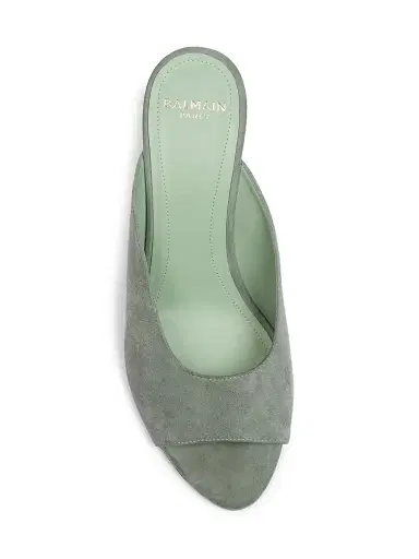 Balmain Women's 75MM Suede Mules - Faded Green | Thumbnail 4 Balmain Women's 75MM Suede Mules - Faded Green | Thumbnail 4
