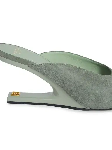 Balmain Women's 75MM Suede Mules - Faded Green | Thumbnail 6 Balmain Women's 75MM Suede Mules - Faded Green | Thumbnail 6