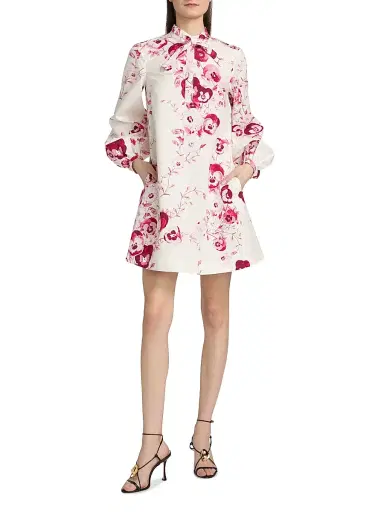 Giambattista Valli Women's Floral Cotton Poplin A-Line Minidress - Ivory Multi - Size 0 | Thumbnail 2 Giambattista Valli Women's Floral Cotton Poplin A-Line Minidress - Ivory Multi - Size 0 | Thumbnail 2