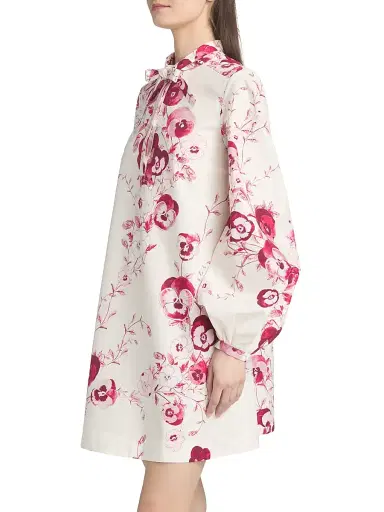 Giambattista Valli Women's Floral Cotton Poplin A-Line Minidress - Ivory Multi - Size 0 | Thumbnail 4 Giambattista Valli Women's Floral Cotton Poplin A-Line Minidress - Ivory Multi - Size 0 | Thumbnail 4