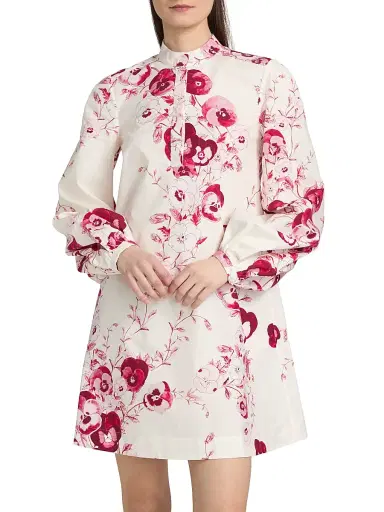 Giambattista Valli Women's Floral Cotton Poplin A-Line Minidress - Ivory Multi - Size 0 | Thumbnail 6 Giambattista Valli Women's Floral Cotton Poplin A-Line Minidress - Ivory Multi - Size 0 | Thumbnail 6