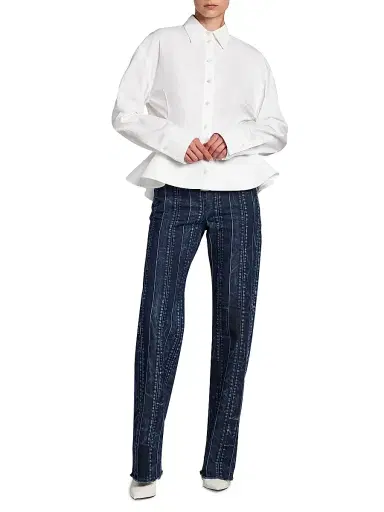 Stella McCartney Women's Poplin Cotton Peplum Shirt - Pure White - Size 12 | Thumbnail 2 Stella McCartney Women's Poplin Cotton Peplum Shirt - Pure White - Size 12 | Thumbnail 2
