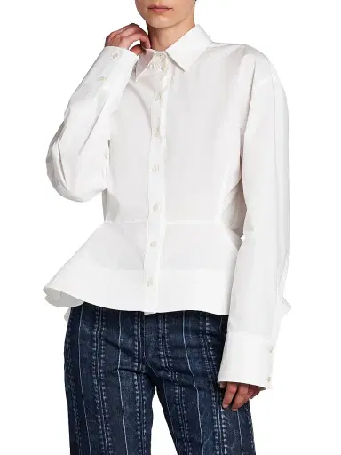 Stella McCartney Women's Poplin Cotton Peplum Shirt - Pure White - Size 12 | Thumbnail 3 Stella McCartney Women's Poplin Cotton Peplum Shirt - Pure White - Size 12 | Thumbnail 3