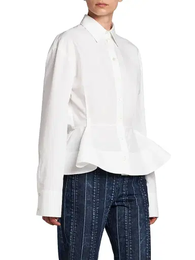Stella McCartney Women's Poplin Cotton Peplum Shirt - Pure White - Size 12 | Thumbnail 4 Stella McCartney Women's Poplin Cotton Peplum Shirt - Pure White - Size 12 | Thumbnail 4