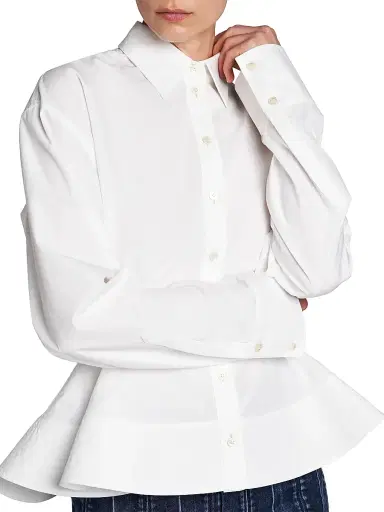 Stella McCartney Women's Poplin Cotton Peplum Shirt - Pure White - Size 12 | Thumbnail 5 Stella McCartney Women's Poplin Cotton Peplum Shirt - Pure White - Size 12 | Thumbnail 5