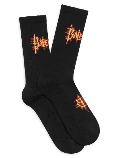 Balenciaga Men's Sacre Coeur Socks - Black Yellow | Thumbnail 2 Balenciaga Men's Sacre Coeur Socks - Black Yellow | Thumbnail 2