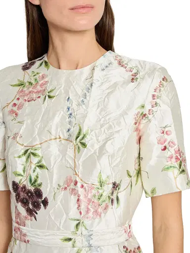 Erdem Women's Floral Textured Satin Midi-Dress - French Chintz Multi White | Thumbnail 6 Erdem Women's Floral Textured Satin Midi-Dress - French Chintz Multi White | Thumbnail 6