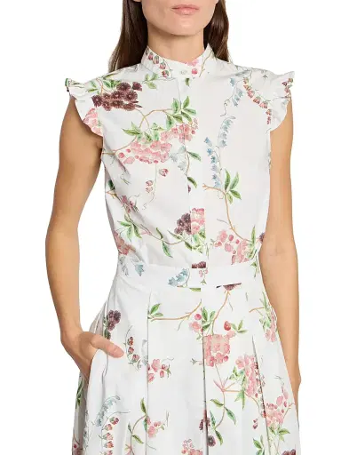 Erdem Women's Floral Cotton Sleeveless Shirt - French Chintz Multi White - Size 6 | Thumbnail 6 Erdem Women's Floral Cotton Sleeveless Shirt - French Chintz Multi White - Size 6 | Thumbnail 6