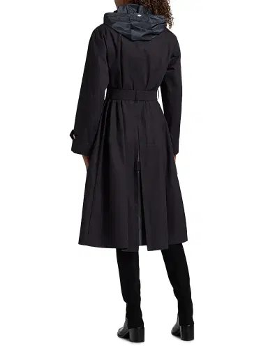 HERNO Women's Techno Taffeta Hooded Trench Coat - Navy - Size 12 | Thumbnail 5 HERNO Women's Techno Taffeta Hooded Trench Coat - Navy - Size 12 | Thumbnail 5