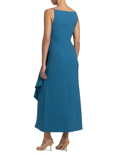 Lela Rose Women's Rose Pin-Detailed Draped Crepe Cocktail Dress | Thumbnail 5 Lela Rose Women's Rose Pin-Detailed Draped Crepe Cocktail Dress | Thumbnail 5