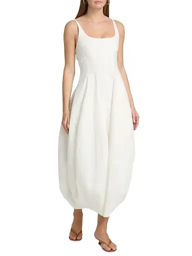 A.L.C. Women's Nina Cotton-Blend Scoopneck Midi-Dress - Bone China - Size 14 | Thumbnail 2 A.L.C. Women's Nina Cotton-Blend Scoopneck Midi-Dress - Bone China - Size 14 | Thumbnail 2