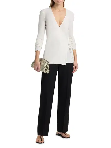 The Elder Statesman Women's Pebble Beth Wrap Cardigan - | Thumbnail 2 The Elder Statesman Women's Pebble Beth Wrap Cardigan - | Thumbnail 2