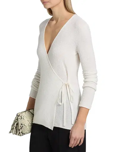 The Elder Statesman Women's Pebble Beth Wrap Cardigan - | Thumbnail 4 The Elder Statesman Women's Pebble Beth Wrap Cardigan - | Thumbnail 4