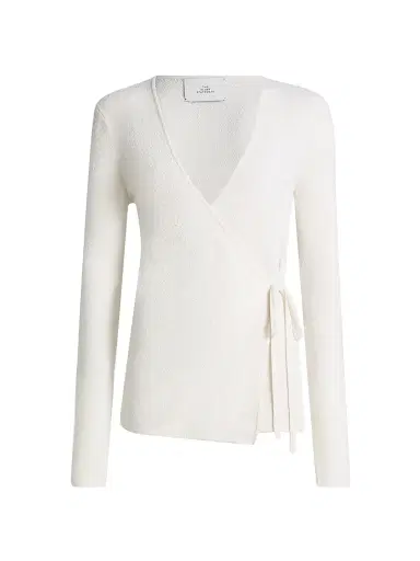 The Elder Statesman Women's Pebble Beth Wrap Cardigan - | Thumbnail 1 The Elder Statesman Women's Pebble Beth Wrap Cardigan - | Thumbnail 1
