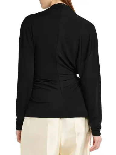 Bottega Veneta Women's Prima Brooch Mock-Wrap Top - Black | Thumbnail 5 Bottega Veneta Women's Prima Brooch Mock-Wrap Top - Black | Thumbnail 5