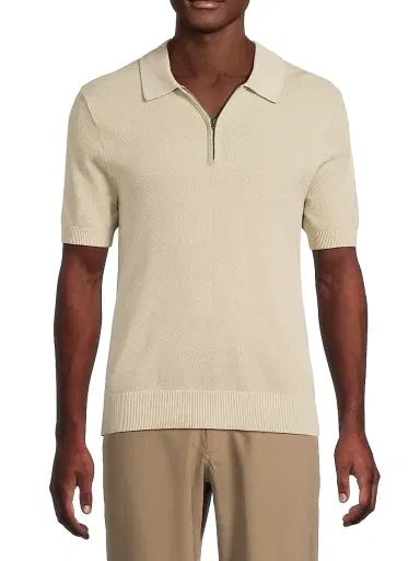 Vince Men's Piqué Cotton-Blend Polo Shirt - Parchment - Size XXL | Thumbnail 3 Vince Men's Piqué Cotton-Blend Polo Shirt - Parchment - Size XXL | Thumbnail 3