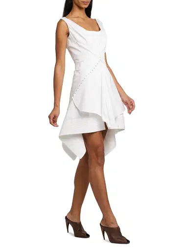 McQueen Women's Striped Cotton Cinch Minidress - White | Thumbnail 2 McQueen Women's Striped Cotton Cinch Minidress - White | Thumbnail 2