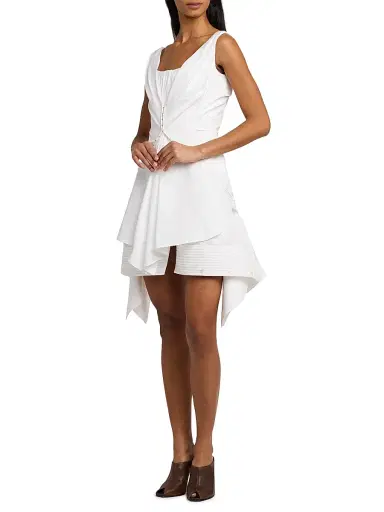 McQueen Women's Striped Cotton Cinch Minidress - White | Thumbnail 4 McQueen Women's Striped Cotton Cinch Minidress - White | Thumbnail 4