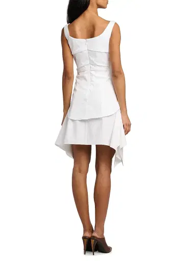McQueen Women's Striped Cotton Cinch Minidress - White | Thumbnail 5 McQueen Women's Striped Cotton Cinch Minidress - White | Thumbnail 5