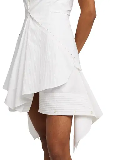 McQueen Women's Striped Cotton Cinch Minidress - White | Thumbnail 6 McQueen Women's Striped Cotton Cinch Minidress - White | Thumbnail 6