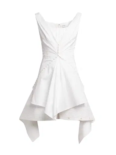 McQueen Women's Striped Cotton Cinch Minidress - White | Thumbnail 1 McQueen Women's Striped Cotton Cinch Minidress - White | Thumbnail 1