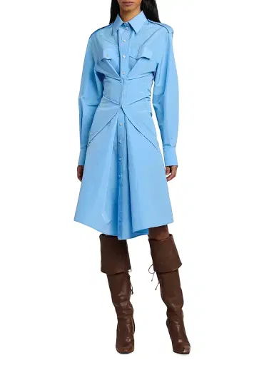 McQueen Women's Deconstructed Cotton-Blend Shirtdress - Sky Blue | Thumbnail 3 McQueen Women's Deconstructed Cotton-Blend Shirtdress - Sky Blue | Thumbnail 3
